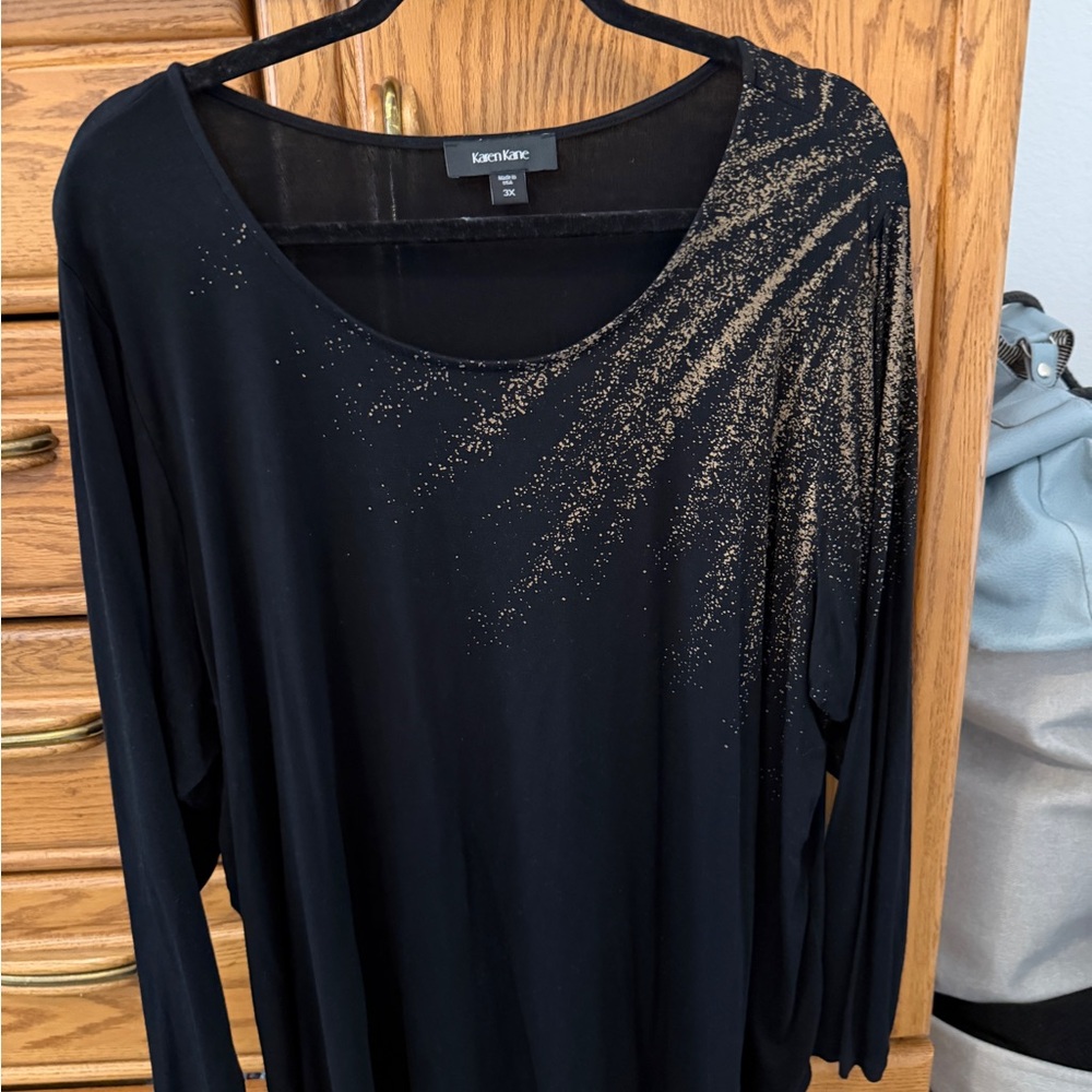 Karen Kane Black Blouse with Gold Detailing (68)